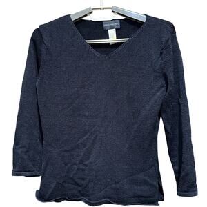 VTG Sarah Arizona Top Size Small Black V Neck Long Sleeve Office Minimalist